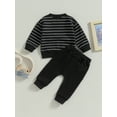 thumbnail image 4 of GXFC Toddler Boys Fall Tracksuit Outfits Clothes 6M 1T 2T 3T Kids Boys Long Sleeve Stripe Print Sweatshirt and Elastic Waistband Sweatpants 2 Piece Casual Autumn Clothing for Toddler Children Boys, 4 of 8