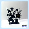 thumbnail image 2 of Handmadetneonsign Rabbit Tabletop Metal Clock, Floral Rabbit Desktop Clock, Rabbit Clock Home Decor 77944, 2 of 4