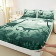 thumbnail image 4 of Feelyou Jungle Dinosaur Print Twin Sheet Sets for Teens, Palm Leaf Coconut Tree Twin Fitted Sheet, Cartoon Animal Flat Sheet, Microfiber Bedroom Decor, 3-Piece, 4 of 8