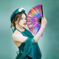 thumbnail image 4 of EIMELI Line Dance Popping Fan  Pop Line Dance Handheld Folding Fan with Loud Clappers  Rave Snap Clack Popping Fans  Large Metal Fans  Chinese & Japanese Style Boots on The Ground, 4 of 7
