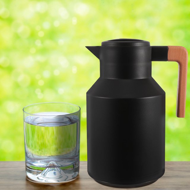 OULII 1Pack Insulation Kettle Insulated Hot Pot for Travel Use in Black Glass 9.8X5.7X4.5in