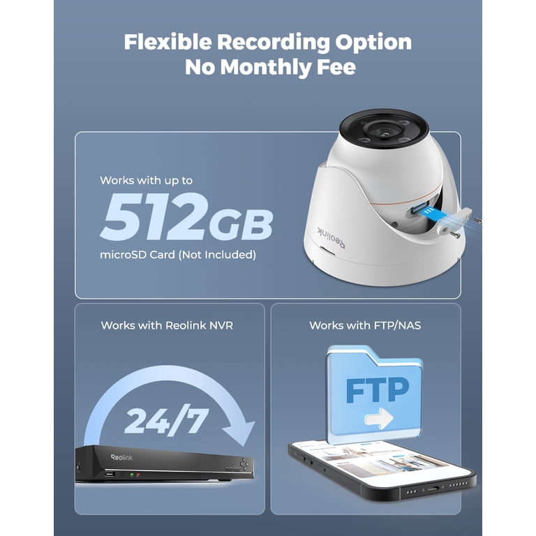 Reolink, Security Camera, 12MP, PoE Dome Outdoor, White - Walmart.com