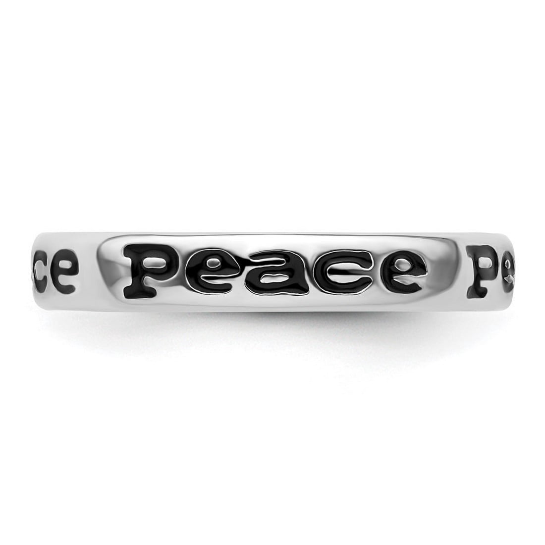 925 Sterling Silver Patterned Stackable Polished Enameled Peace Ring Size 8 Stackable Ring for Women
