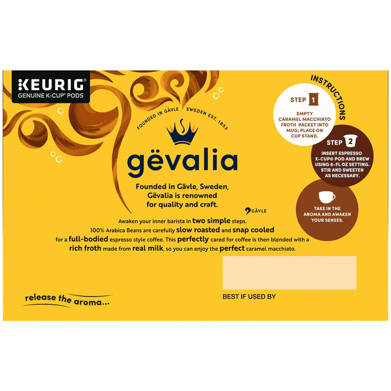  Gevalia Caramel Macchiato Espresso K-Cup Coffee Pods & Froth  Packets (36 Pods and Froth Packets, 4 Packs of 9) : Grocery & Gourmet Food