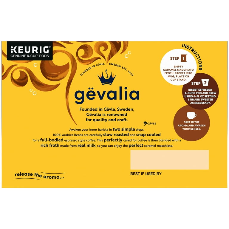  Gevalia Caramel Macchiato Espresso K-Cup Coffee Pods & Froth  Packets (36 Pods and Froth Packets, 4 Packs of 9) : Grocery & Gourmet Food