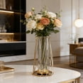 thumbnail image 4 of Votnto Gold Iron Hydroponic Vase with Glass Tube, Modern Wire Frame Flower Vase for Living Room Desktop Home Decor, Table Centerpiece, 4 of 6