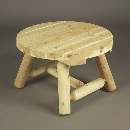 - Rustic Natural Cedar Furniture Round Outdoor Coffee Table