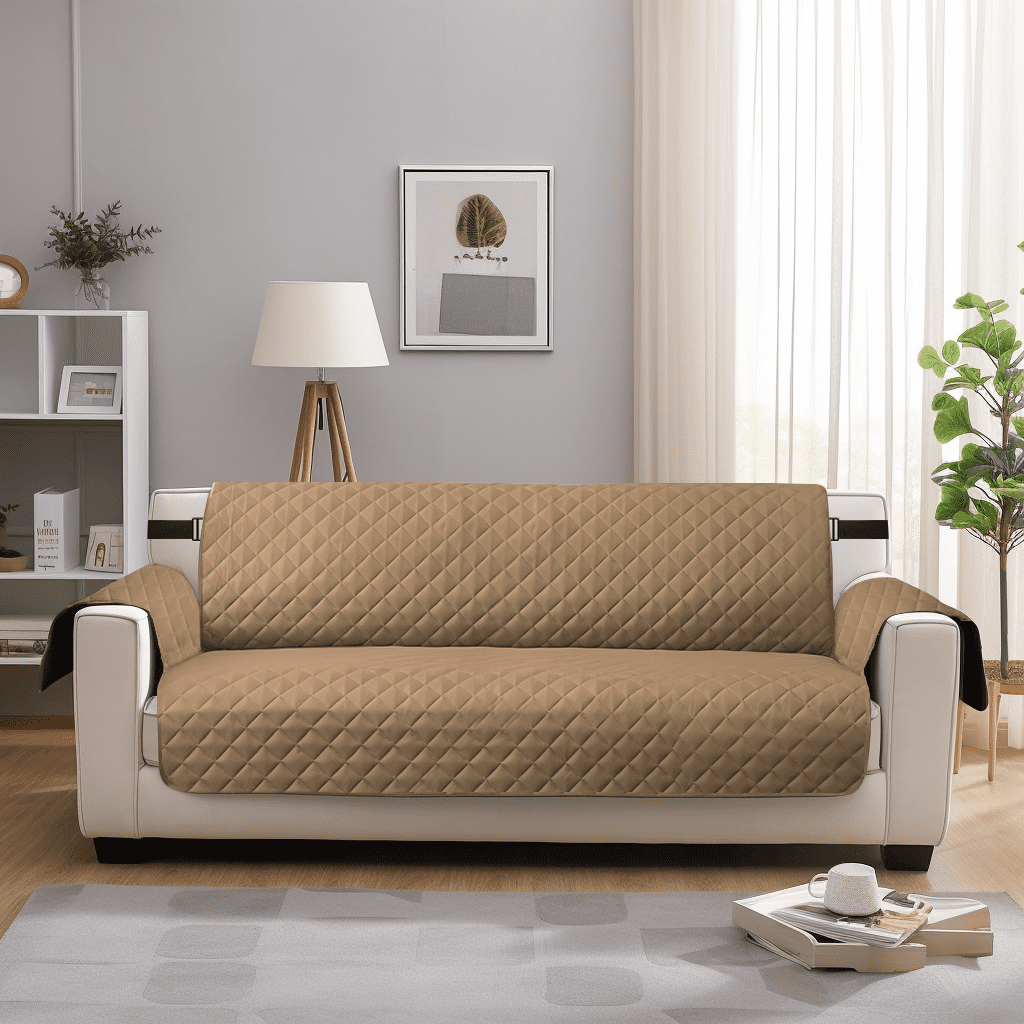 NEWEEN 100% Waterproof Sofa Cover Machine Washable Reversible Couch Cover Non Slip Furniture Protector Slipcover for Dogs, Children, Pets, Sofa Size, Taupe