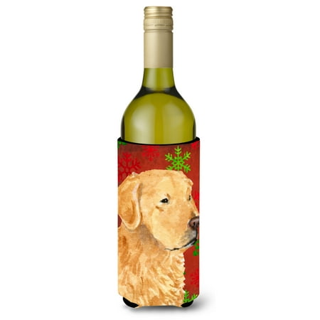

Caroline s Treasures SS4683LITERK Golden Retriever Red Green Snowflake Holiday Christmas Wine Bottle Hugger Wine