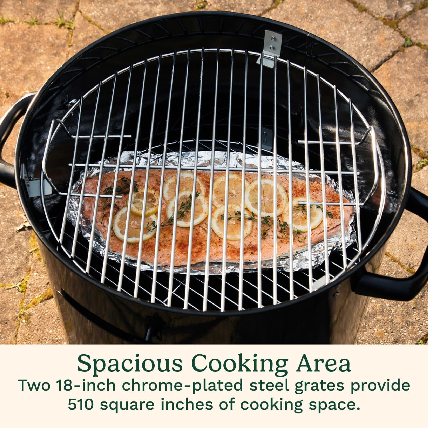 Cuisinart Charcoal Vertical Food Smoker with Integrated Thermometer, Water Bowl, Dual Vents, Chrome Plated Grates
