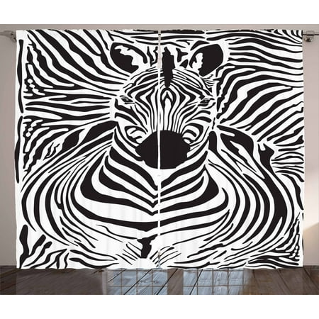 Zebra Print Decor Curtains 2 Panels Set Illustration Pattern