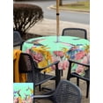 thumbnail image 5 of Outdoor Tablecloth with Umbrella Hole for Patio/Picnic/Party/Camping, Teal Green Hummingbirds Waterproof Table Cloth Square Cover Washable, Spring Watercolor Flowers Plant (54"x 54"), 5 of 8