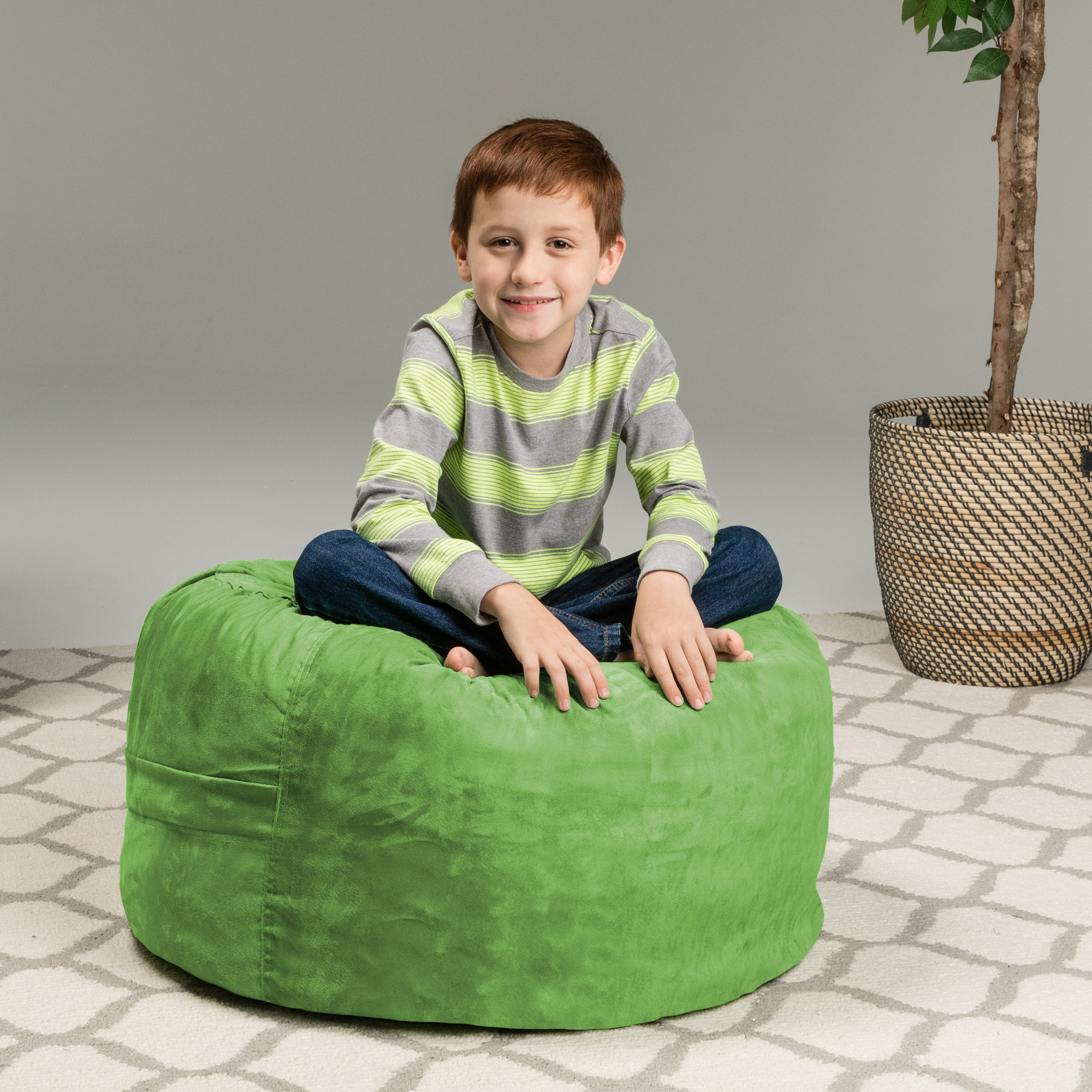 Chill Sack Bean Bag Chair, Memory Foam Lounger with Microsuede Cover, Kids, 2 ft, Lime