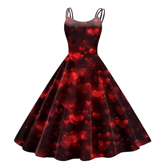 2026 Valentine's Day Dresses for Women Sleeveless Cooktail Summer Vaction Dresses A Line Deep Red XL