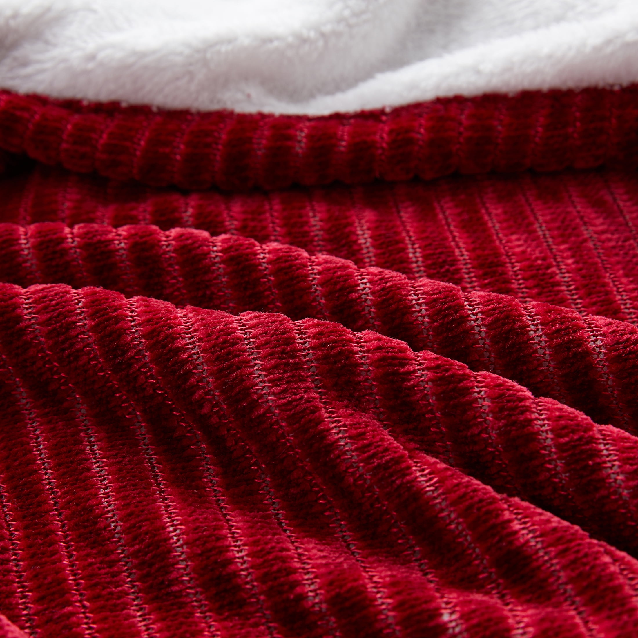 VCNY Home Chenille Burgundy Striped Polyester Reversible Throw, 50" x 60"