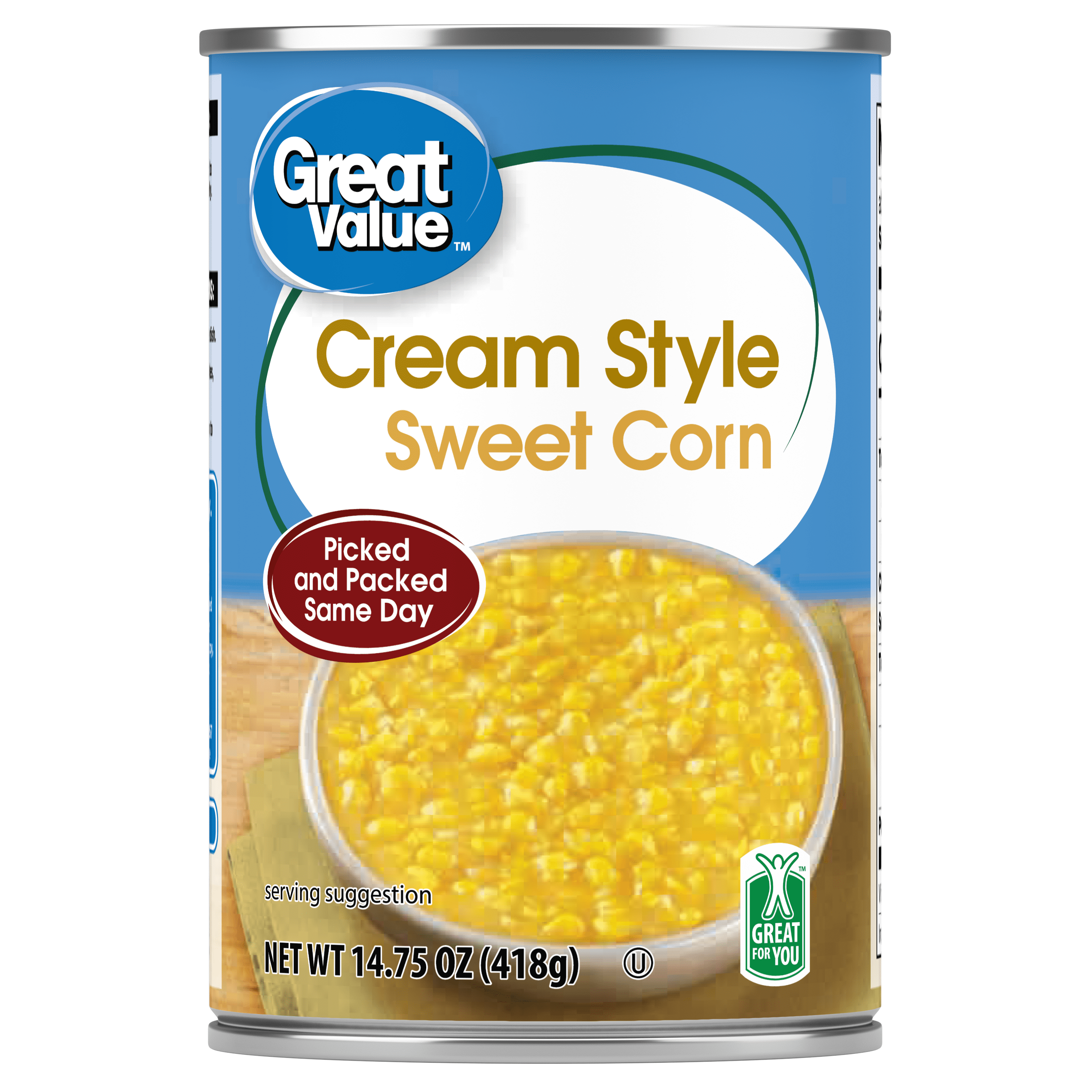Great Value Canned Cream Style Sweet Corn, 14.75 oz Aluminum Can