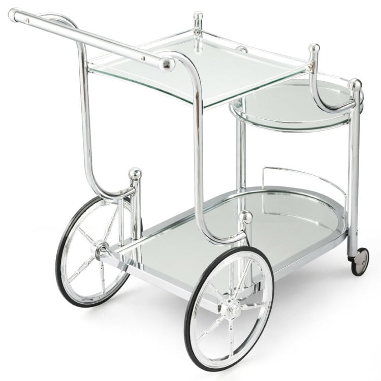 Finihen Rolling Cart, Kitchen Island Cart, Kitchen Rolling Bar Cart with Tempered Glass, for Kitchen, Dining Room Finihen Rolling Cart, Kitchen Island Cart, Kitchen Rolling Bar Cart with Tempered Glass, for Kitchen, Dining Room