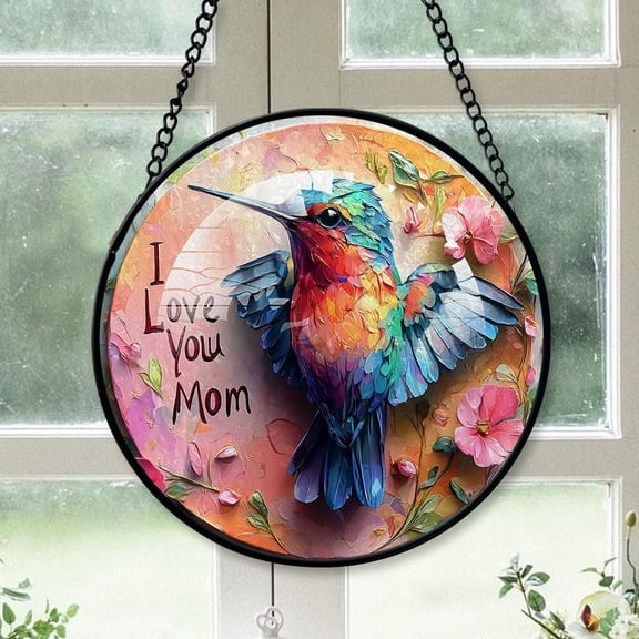 Personalized Hummingbird Suncatcher Stained Glass, Hummingbird Stained Glass Window Hanging Hummingbird Sun Catchers Indoor Window Décor 8wWjqj