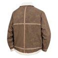 thumbnail image 4 of Zynoxe Mens Plus Size Sherpa Jackets Vintage Lapel Shearling Collar Zip Up Long Sleeve Faux Suede Jackets Winter Warm Relaxed Fit Fleece Jackets with Pockets, 4 of 6