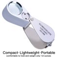 thumbnail image 2 of Lupa de 30x, plegable, con luz LED, para joyería, documentos científicos, espejo de joyería de tasación plegable totalmente metálico de 30x 21 mm, 2 of 3