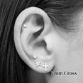 thumbnail image 5 of 14k Solid Gold Small Polished Flat Plain Mini Cross Stud Earrings 7mm, White Gold, 5 of 12