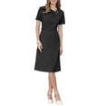 thumbnail image 2 of INSPIRE CHIC Women's A Line Dress Short Sleeve Asymmetrical Neck Elegant Business Work Dresses with Belted 2XL Black, 2 of 6