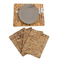 LQQBOX Rectangular Woven Placemats Set of 4, Water Hyacinth Place Mats, Table Placemats Set of 4, Kitchen and Dining Table Decor, Christmas Placemats, Thanksgiving Placemats, 16.75 x 11.81inch