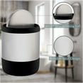 thumbnail image 4 of Bath Bliss Smooth Matte Stainless Steel Rotating Lid Waste Bin in Black, 4 of 5