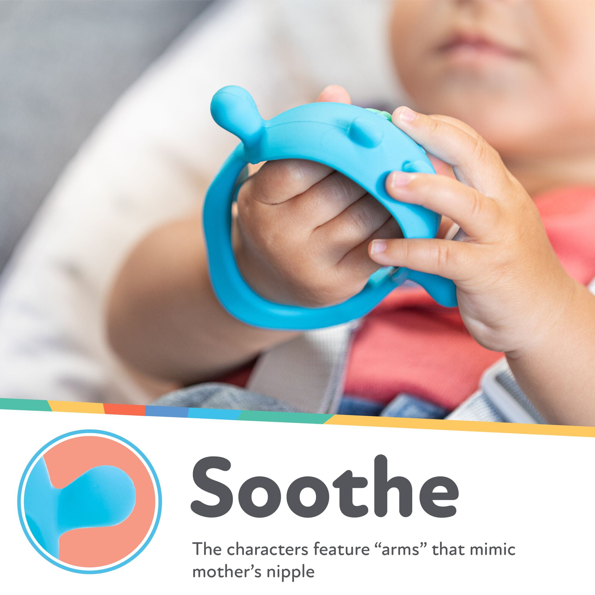 Nuby Mini Wrist Grip Silicone Teething Mitten for Babies, Hippo