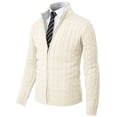thumbnail image 1 of H2H Mens Casual Slim Fit Cardigan Sweater Cable Knitted Button Down Stand Collar (CMOCAL036), 1 of 6