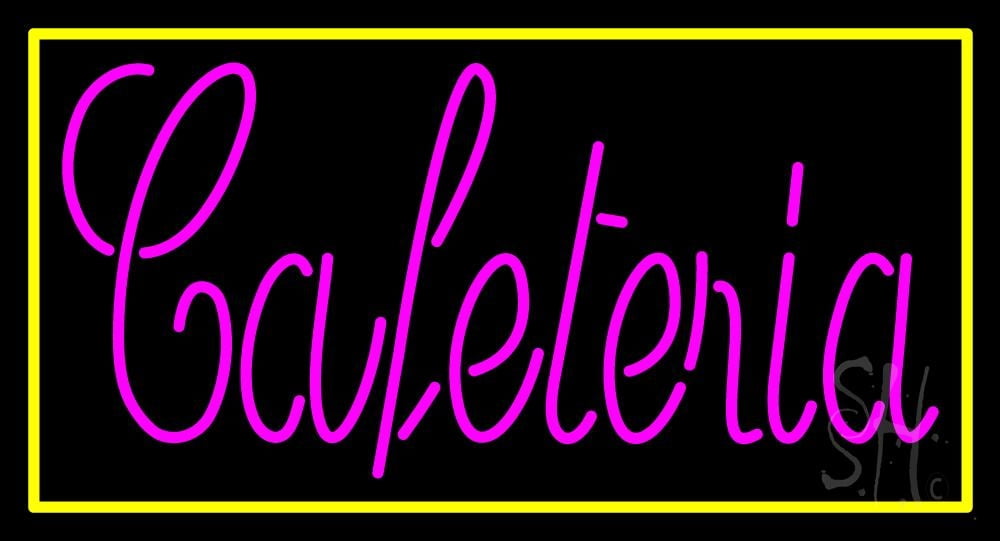 Cursive Cafeteria 1 LED Neon Sign 20 x 37 - inches, Black Square Cut ...