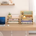 thumbnail image 4 of Bamboo Desk Organizer Mail Holder Countertop Letter Tray File Organizer for Desk Letter Sorter Paper File Storage for School Home Office Supplies, 4 of 7