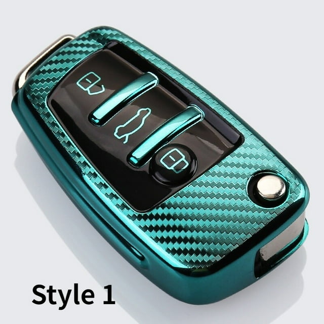 Étui Protecteur de Clé de Voiture, Style Fibre de Carbone, Télécommande en TPU, Coque de Télécommande de Clé de Voiture pour Audi A1 A3 Q3 TT