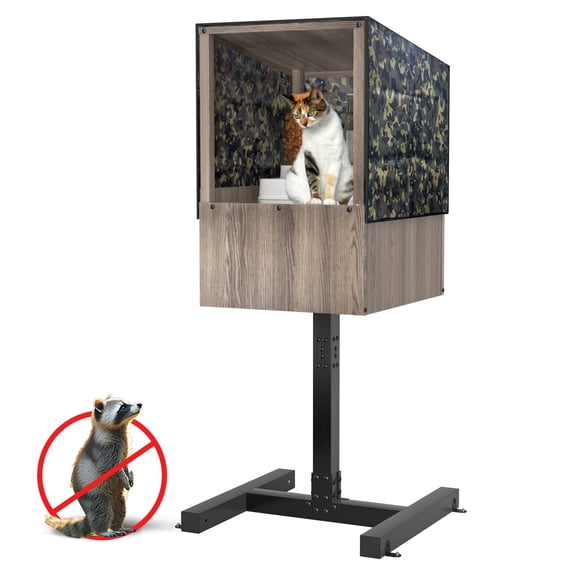 Outdoor Feral Cat Feeding Station, Shelter for Food & Water, Critter-Proof Design Safe Haven, 24.5"x24.5x61"