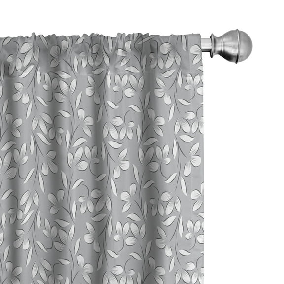 Ambesonne Grey Curtains, Paisley Antique Vintage, Pair of 28"x84", White Grey