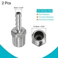 thumbnail image 3 of Uxcell 6mmx1/4PT Male Straight Stainless Steel Hose Barb Pipe Fitting 2 Pack, 3 of 5