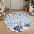 thumbnail image 3 of Small Round Rug 3Ft, Thanksgiving Pumpkins Non-Slip Washable Circle Rugs Carpet, Fall Blue Eucalyptus Pastoral Floral Indoor Outdoor Rug Floor Mats Throw Runner for Bedroom Living Room Bathroom, 3 of 8