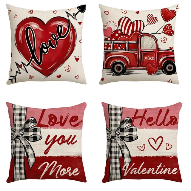 Cross-border Valentine's Day Print Sofa Pillow Covers with Love Letters, Wholesale