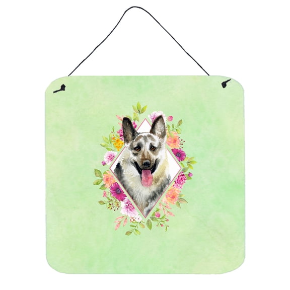 Eastern German Shepherd Green Flowers Wall or Door Hanging Prints