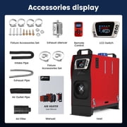Hcalory Diesel Air Heater, 12V 5KW-8KW All in One Single Hole Adjustable Parking Heater with Gold LCD Switch & Muffler & Remote Control for Car Trucks Boat Bus RV Trailer and Motorhomes