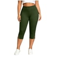 thumbnail image 2 of Mifsaly Capris Pants for Women Plus Size High Waisted Yoga Capris Side Slit Hem Workout Running Stretchy Cropped Leggings Army Green,XXL, 2 of 8
