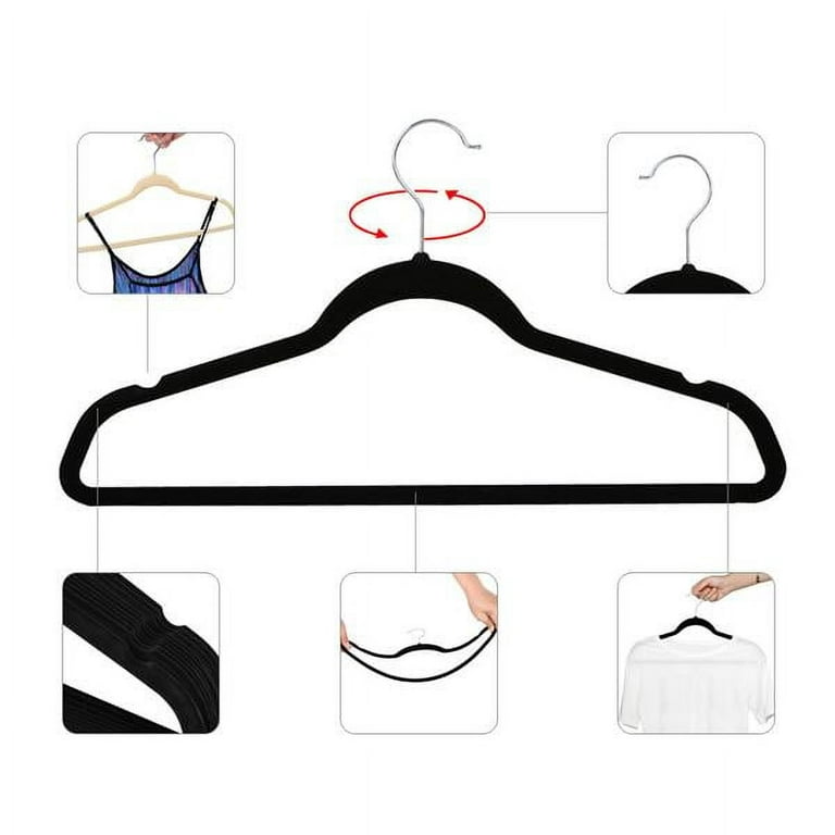 Yaheetech 17.7 Velvet Clothes Hangers Suit Hangers, 300-Pack, Black