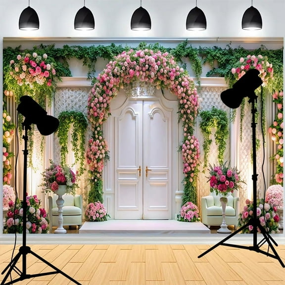Large Floral Arch rated With Flowers Greery Photography Backdrops Happy New Year Family Party Photo Background XH-7