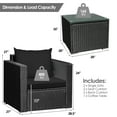 thumbnail image 2 of Gymax Ensemble de Conversation en Rotin 3 Pcs pour Patio Extérieur avec Coussins Noirs, 2 of 10