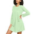 thumbnail image 3 of joogoo Solid Light Green Women's Long Sleeve Nightgown Sleepwear L, 3 of 8