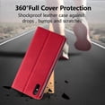 thumbnail image 6 of Premium PU Leather Flip Folio Case for Xiao Redmi 9A/9AT/9i, Magnetic Closure Protective Case Kickstand Card Cash Slot Shockproof Durable Wallet Cover Soft TPU Inner Phone Case - Red, 6 of 15