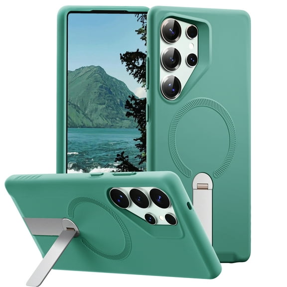 ExoGuard for Samsung Galaxy S25 Ultra Case, Adjustable Metal Kickstand, Soft Skin-Friendly Silicone Cover, Anti-Scratch Microfiber Lining - Teal