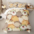 thumbnail image 2 of jejeloiu Cute Cartoon Cat Twin Quilt Set Kids,Beige Kitten Pattern Twin Coverlet Set,2-Piece, 2 of 7