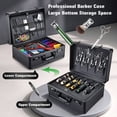 thumbnail image 2 of Professional Barber Case Hairdressing Box Organizer Portable Salon Travel Suitcase with Lock, Black, 2 of 7