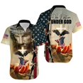 thumbnail image 4 of Camisetas americanas de una nación bajo Dios para hombre, camisetas hawaianas con botones de manga corta y estampado 3D de la bandera patriótica de Jesús, 4 of 5